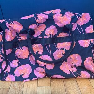 Diane Von Furstenberg Black and Pink Floral Travel Bag